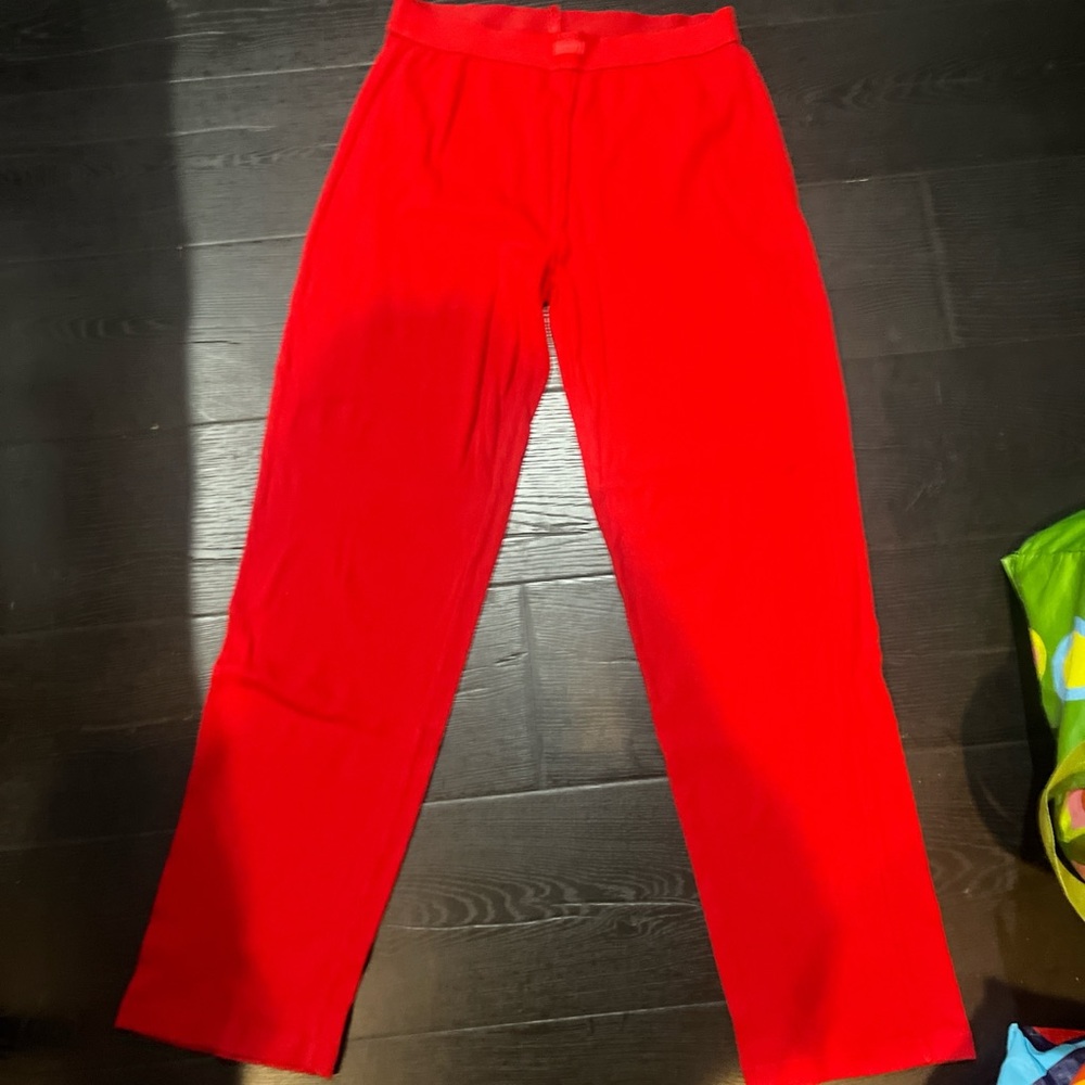 SKIMS Red boyfriend rib Straight Leg Pants